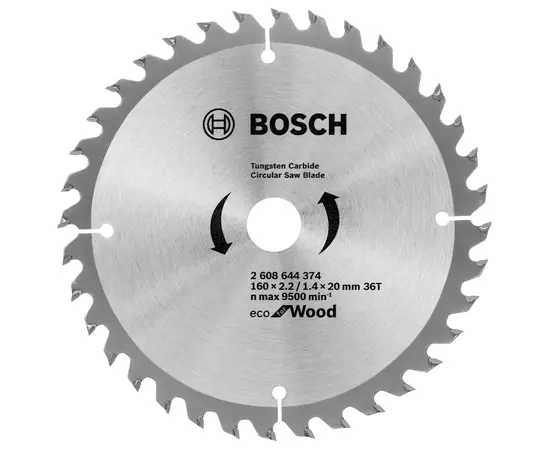 Пильный диск 160 x 20 мм (с кольцом 16 мм), 36 T по дереву ECO Wood BOSCH (2608644374), фото  | SNABZHENIE.com.ua