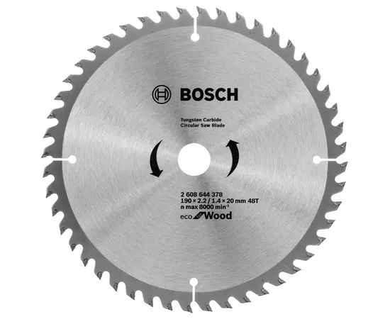Пильный диск 190 x 20 мм (с кольцом 16 мм), 48 T по дереву ECO Wood BOSCH (2608644378), фото  | SNABZHENIE.com.ua
