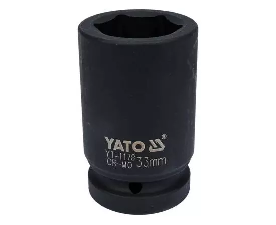 Головка торцевая ударная 6-гранная, глубокая, 33 мм, квадрат 1, длина 90 мм YATO (YT-1178), фото  | SNABZHENIE.com.ua