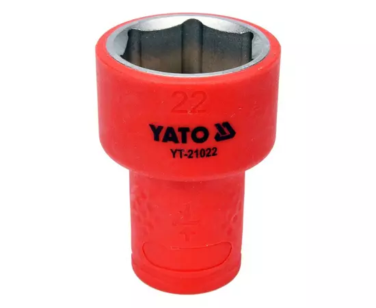 Головка торцевая диэлектрическая 6-гранна квадрат 3/8, 22 мм, длина 45 мм, изолированная YATO (YT-21022), фото  | SNABZHENIE.com.ua