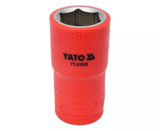 Головка торцевая диэлектрическая 6-гранная, квадрат 1/2, 18 мм, длина 55 мм, изолированная YATO (YT-21038), фото  | SNABZHENIE.com.ua