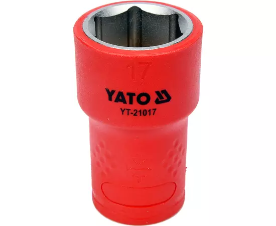 Головка торцевая диэлектрическая 6-гранна квадрат 3/8, 17 мм, длина 45 мм, изолированная YATO (YT-21017), фото  | SNABZHENIE.com.ua