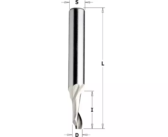 Фреза з алюмінію HSS 3 x 12 x 60 мм, спіральна, хвостовик 8 мм CMT (188.030.51), фото  | SNABZHENIE.com.ua