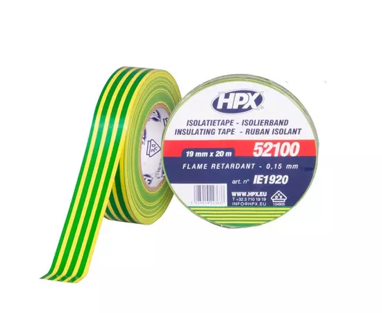 HPX 52100 - 19мм x 20м, жовто-зелена, VDE-стандарт - автомобільна ізоляційна стрічка, фото  | SNABZHENIE.com.ua