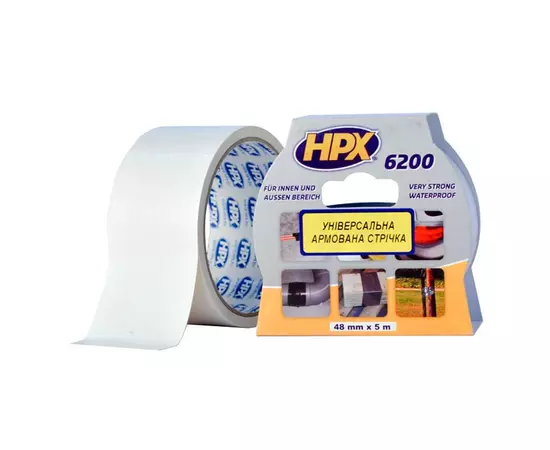 HPX 6200 - 48мм х 5м - армована біла ремонтна стрічка, фото  | SNABZHENIE.com.ua