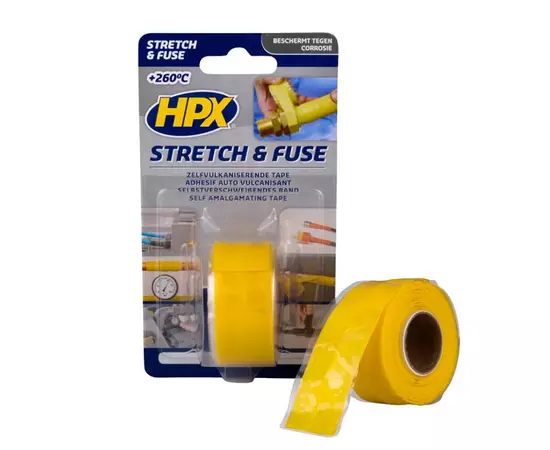 HPX Stretch&Fuse - 25мм х 3м, желтая силиконовая вулканизирующая лента для ремонта труб и электроизоляции, фото  | SNABZHENIE.com.ua