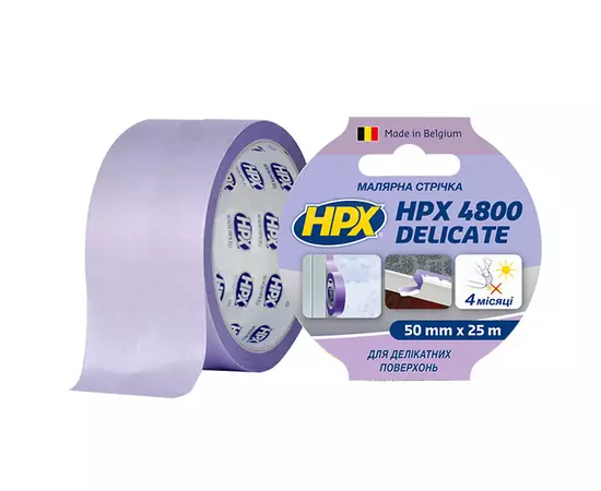 HPX 4800 - 50мм х 25м - малярна стрічка (скотч) для делікатних поверхонь та чітких контурів, фото  | SNABZHENIE.com.ua