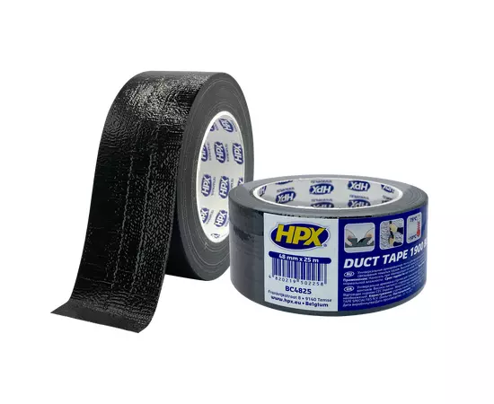 HPX Duct Tape Universal 1900 - 48мм х 25м - армована клейка стрічка, сантехнічний скотч, чорна, фото  | SNABZHENIE.com.ua