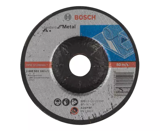 Обдирочный круг 125 х 6 мм, выпуклый, Standard for Metal BOSCH (2608603182), фото  | SNABZHENIE.com.ua