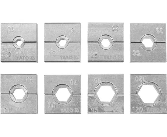 Матриці змінні YATO для кліщів YT-22860 з губками 10, 16, 25, 35, 50, 70, 95, 120 мм², 8 елем. [10], фото  | SNABZHENIE.com.ua