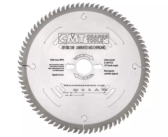 Пила дискова 250 х 30 мм, Z 60, по дереву для розкрою плитних матеріалів CMT (281.060.10M), фото  | SNABZHENIE.com.ua