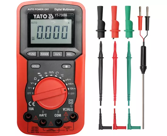Мультиметр цифровой, для измерения электрических параметров и температуры YATO (YT-73086), фото  | SNABZHENIE.com.ua