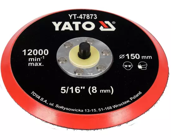 Диск кріпильний опорний з липучкою для полірування YATO Ø= 150мм з гвинтов шпинделем Ø= 5/16" (8 мм), фото  | SNABZHENIE.com.ua