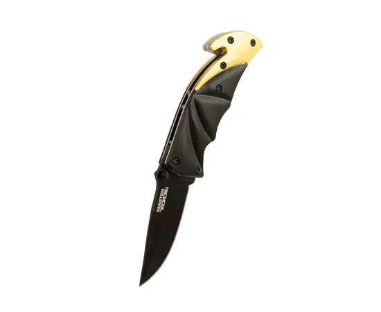 Нож складной MASTERTOOL "BULAT" 150х29х17 мм черное нержавеющее лезвие алюминиевая рукоятка стропорез, фото  | SNABZHENIE.com.ua