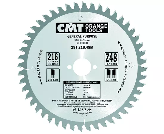Пила дисковая 150 x 16 мм, Z 24 универсальная для ручных циркулярок CMT (291.150.24E), фото  | SNABZHENIE.com.ua
