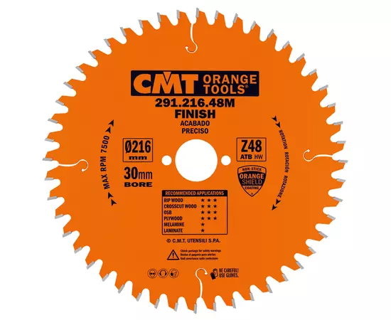 Пила дисковая 216 x 30 мм, Z 48 универсальная для ручных циркулярок CMT (291.216.48M), фото  | SNABZHENIE.com.ua