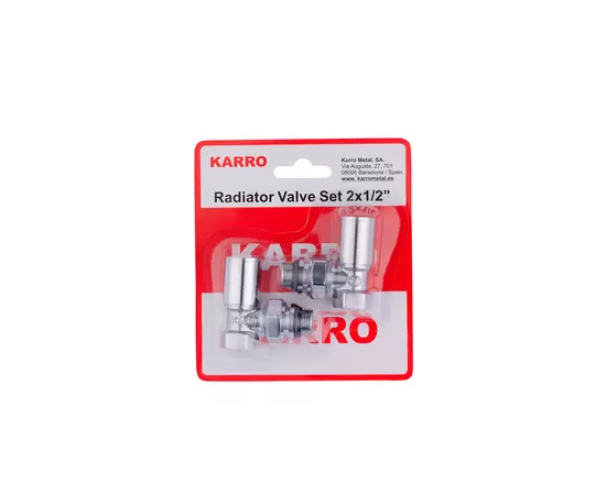 Комплект радиаторных угловых кранов верхние Karro 1/2" KR-32001 хромированные, фото  | SNABZHENIE.com.ua
