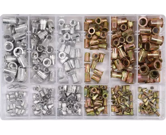 Нитогайки стальные и алюминиевые; набор М3 - М10, 300 шт. в футляре YATO (YT-36480), фото  | SNABZHENIE.com.ua