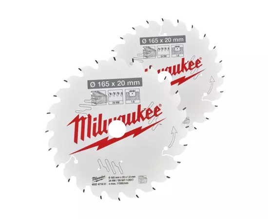 Пильный диск для циркулярной пилы 165X20X40T/40T (2 ШТ.) - MILWAUKEE 4932492433, фото  | SNABZHENIE.com.ua