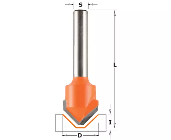 Фреза пазовая V-образная для Alucobond 18 x 7,4 x 60 мм, хвостовик 6 мм CMT (715.001.11), фото  | SNABZHENIE.com.ua