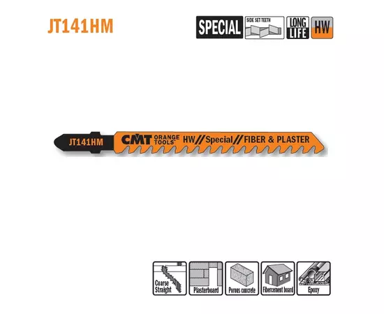 Пильное полотно CMT для лобзика T 141 HM, 100 x 75 мм по гипсокартонным плитам, 3 шт (JT141HM-3), фото  | SNABZHENIE.com.ua
