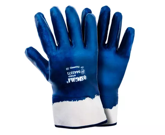 Перчатки трикотажные с нитриловым покрытием (синие краги) 120 пар SIGMA (9443371), фото  | SNABZHENIE.com.ua