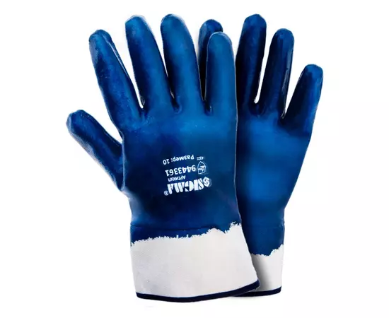 Перчатки трикотажные c нитриловым покрытием (синие краги) SIGMA (9443361), фото  | SNABZHENIE.com.ua