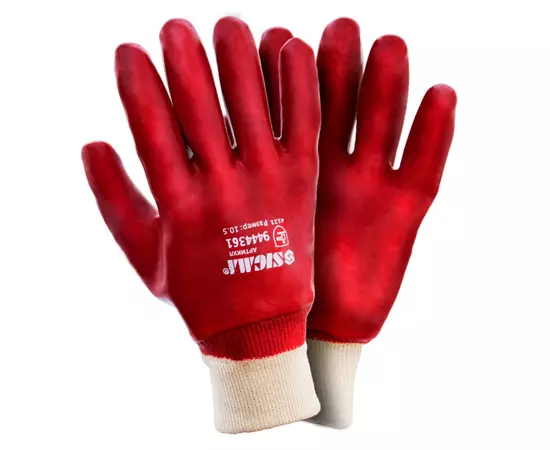 Перчатки трикотажные с ПВХ покрытием (красные манжет) SIGMA (9444361), фото  | SNABZHENIE.com.ua