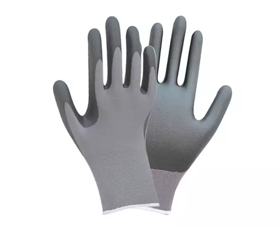 Перчатки трикотажные с частичным нитриловым покрытием р9 (серые манжет) SIGMA (9443511), фото  | SNABZHENIE.com.ua