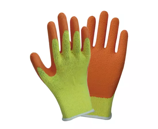 Перчатки трикотажные с частичным латексным покрытием кринкл р10 эконом (оранж манжет) SIGMA (9445421), фото  | SNABZHENIE.com.ua