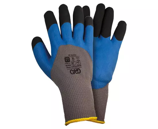 Перчатки трикотажные с частичным латексным вспененным покрытием утепленные р10 (синие манжет) КРАТНО 12 парам GRAD (9445745), фото  | SNABZHENIE.com.ua