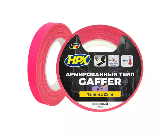 HPX FLUO TAPE - розовая, 12мм x 25м - армированная флуоресцентная лента для маркировки, фото  | SNABZHENIE.com.ua