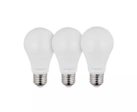Лампы светодиодные, набор из 3 шт. LL-0015, LED A60, E27, 12 Вт, 150-300 В, 4000 K, 30000 ч, гарантия 3 года INTERTOOL LL-3015, фото  | SNABZHENIE.com.ua