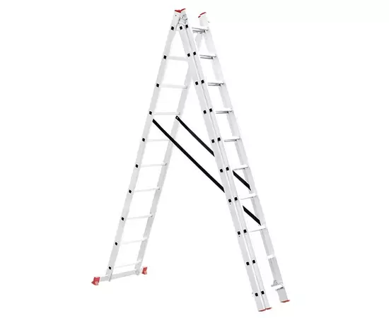 Лестница алюминиевая 3-х секционная универсальная раскладная 3x10 ступ. 6,48 м INTERTOOL LT-0310, фото  | SNABZHENIE.com.ua