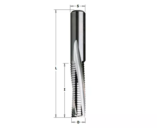 Фреза із твердого сплаву спіральна нижній різ зі стружколомом 12 x 42 x 90 мм, хвостовик 12 мм CMT (196.121.11), фото  | SNABZHENIE.com.ua