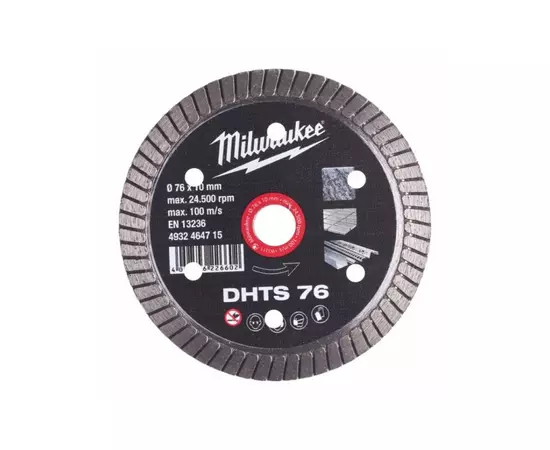 Алмазный диск DHTS 76мм для керамогранит, плитка, металл MILWAUKEE, фото  | SNABZHENIE.com.ua