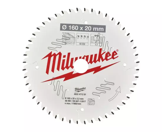 Пильный диск для циркулярной пилы по дереву 160x20x2,2x48 скошенные зубья MILWAUKEE, фото  | SNABZHENIE.com.ua