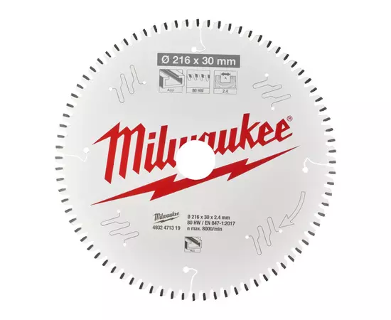 Пильный диск для торцовочной пилы по алюминию216x30x2,4x80 MILWAUKEE, фото  | SNABZHENIE.com.ua