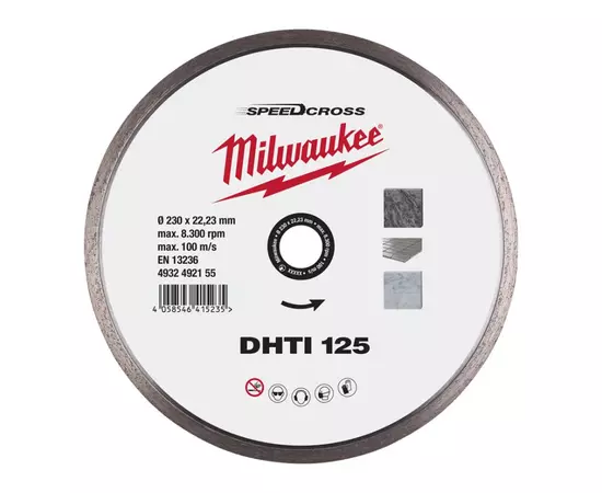 Алмазный диск SPEEDCROSS DHTI 125 мм для керамической плитки (чистый рез) MILWAUKEE, фото  | SNABZHENIE.com.ua