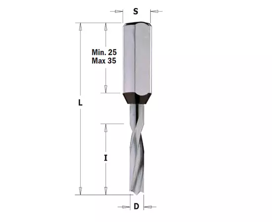 Сверло левое твердосплавное монолитное для глухих отверстий 2 x 12 x 70 мм, посадочное 10 мм CMT (311.020.22), фото  | SNABZHENIE.com.ua