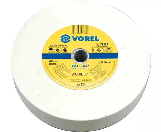 Круг для точила VOREL 200 х 20 х 40 мм (белый, мелкозернистый) (VO-8876), фото  | SNABZHENIE.com.ua