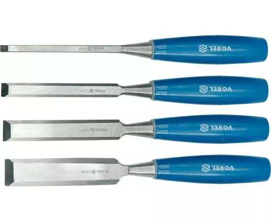 Стамески VOREL с пластиковой ручкой, (комплект) (6, 12, 18, 24 мм - 4 шт). (VO-25530), фото  | SNABZHENIE.com.ua