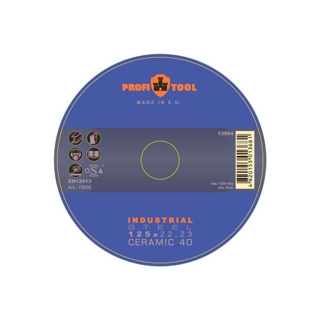 Круг шлифовальный лепестковый 125 x 22,23 мм PROFITOOL Industrial CERAMIC 40 (72036)
