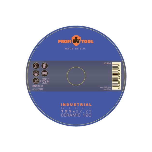 Круг шлифовальный лепестковый 125 x 22,23 мм PROFITOOL Industrial CERAMIC 120 (72039)