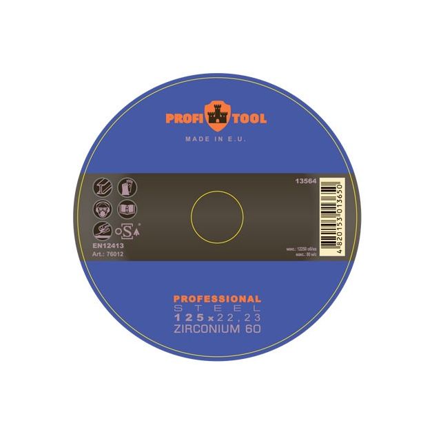 Круг шлифовальный лепестковый 125 x 22,23 мм PROFITOOL Professional ZIRCONIUM 60 (76012)