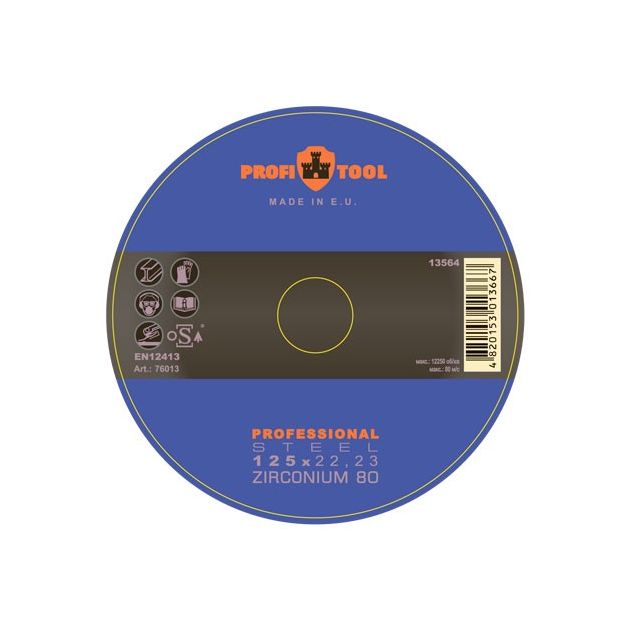 Круг шлифовальный лепестковый 125 x 22,23 мм PROFITOOL Professional ZIRCONIUM 80 (76013)