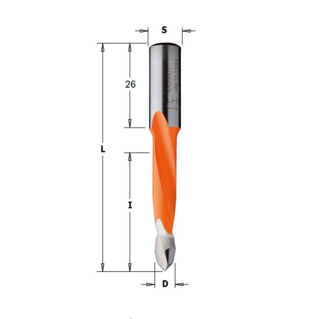Сверло твердосплавное 8 x 27 x 57,5 мм, хвостовик 10 мм CMT, фото  | SNABZHENIE.com.ua