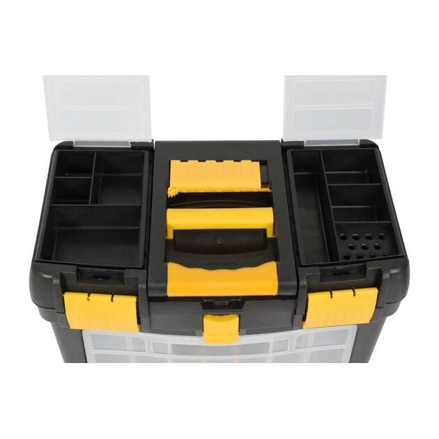 Ящик для інструментів на 2 колесах з ручкою пластиковий VOREL 3 секції 46х22х62/84 см знімний органайзер, фото , зображення 18 | SNABZHENIE.com.ua