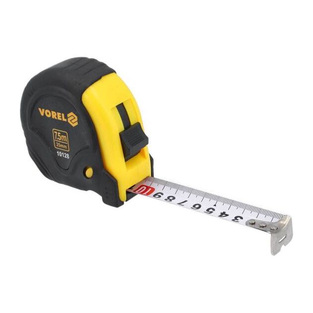 Рулетка VOREL 7,5 м x 25 мм с 3 фиксаторами [6/60], фото , изображение 3 | SNABZHENIE.com.ua