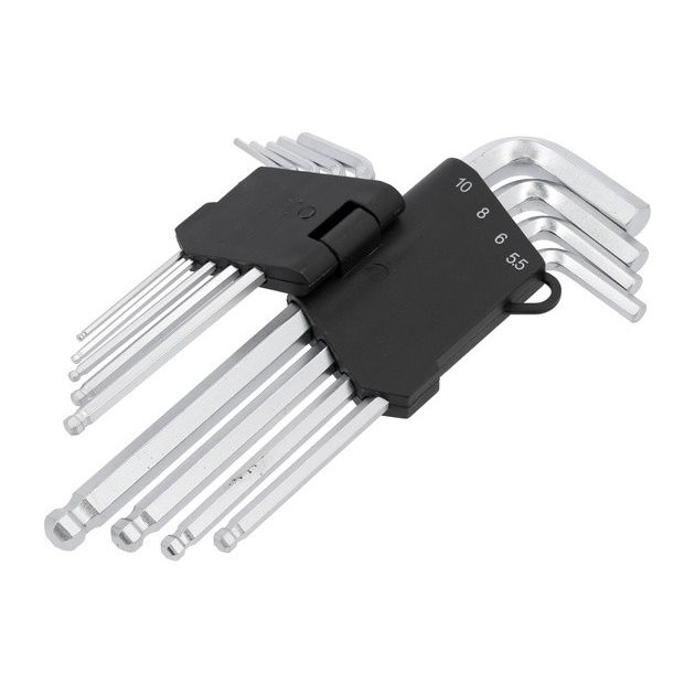 Ключі 6-гранні L-подібні VOREL з кулькою, М2-10, Cr-V, набір 9 шт., фото , зображення 4 | SNABZHENIE.com.ua